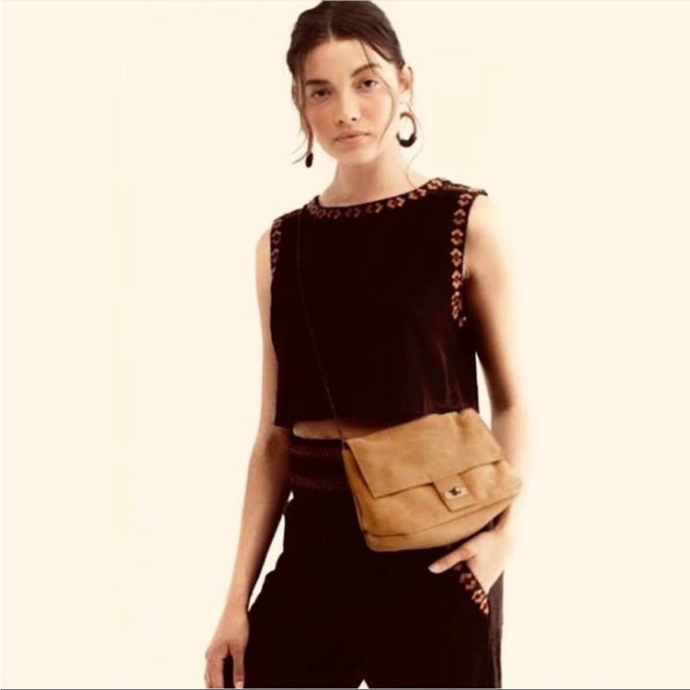 NWT Free People Slouchy Suede Chain Shoulder Bag Color: Black MSRP $58 - Picture 6 of 14